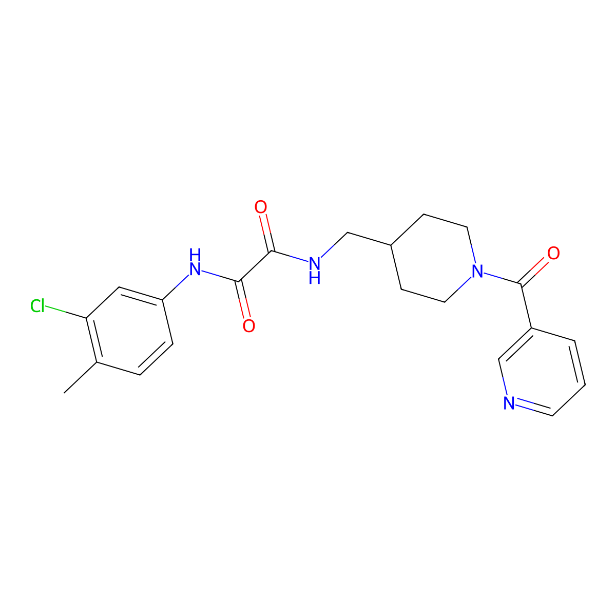 N1-(3-chloro-4-methylphenyl)-N2-((1-nicotinoylpiperidin-4-yl)methyl)oxalamide molecular structure, CAS 1396848-54-6
