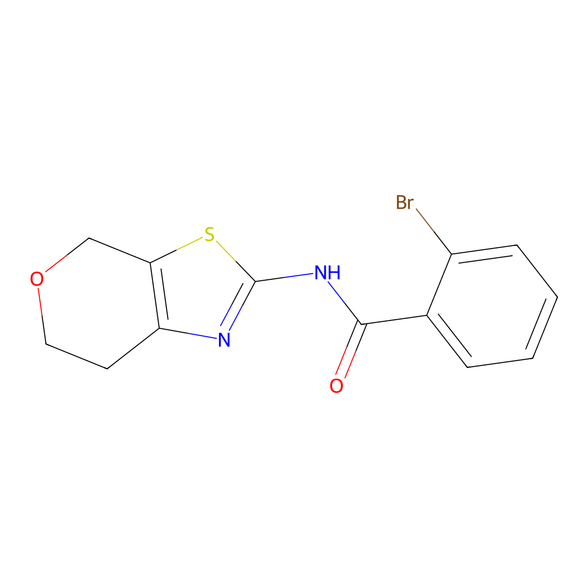 2-bromo-N-(6,7-dihydro-4H-pyrano[4,3-d]thiazol-2-yl)benzamide molecular structure, CAS 1396848-60-4