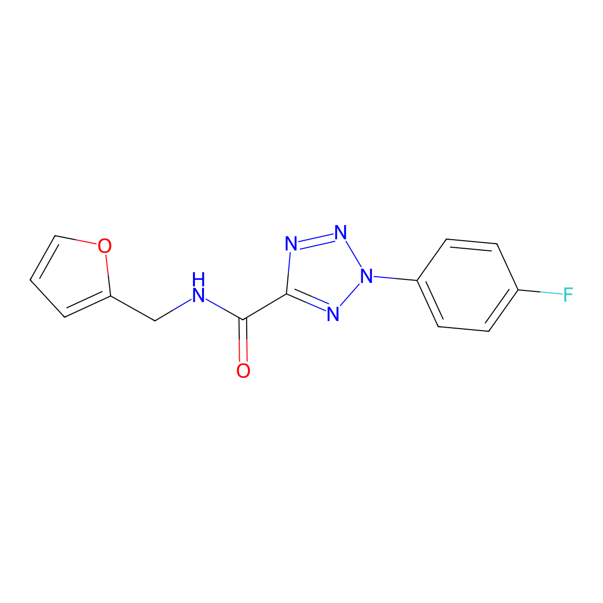 2-(4-fluorophenyl)-N-(furan-2-ylmethyl)-2H-tetrazole-5-carboxamide molecular structure, CAS 1396848-65-9
