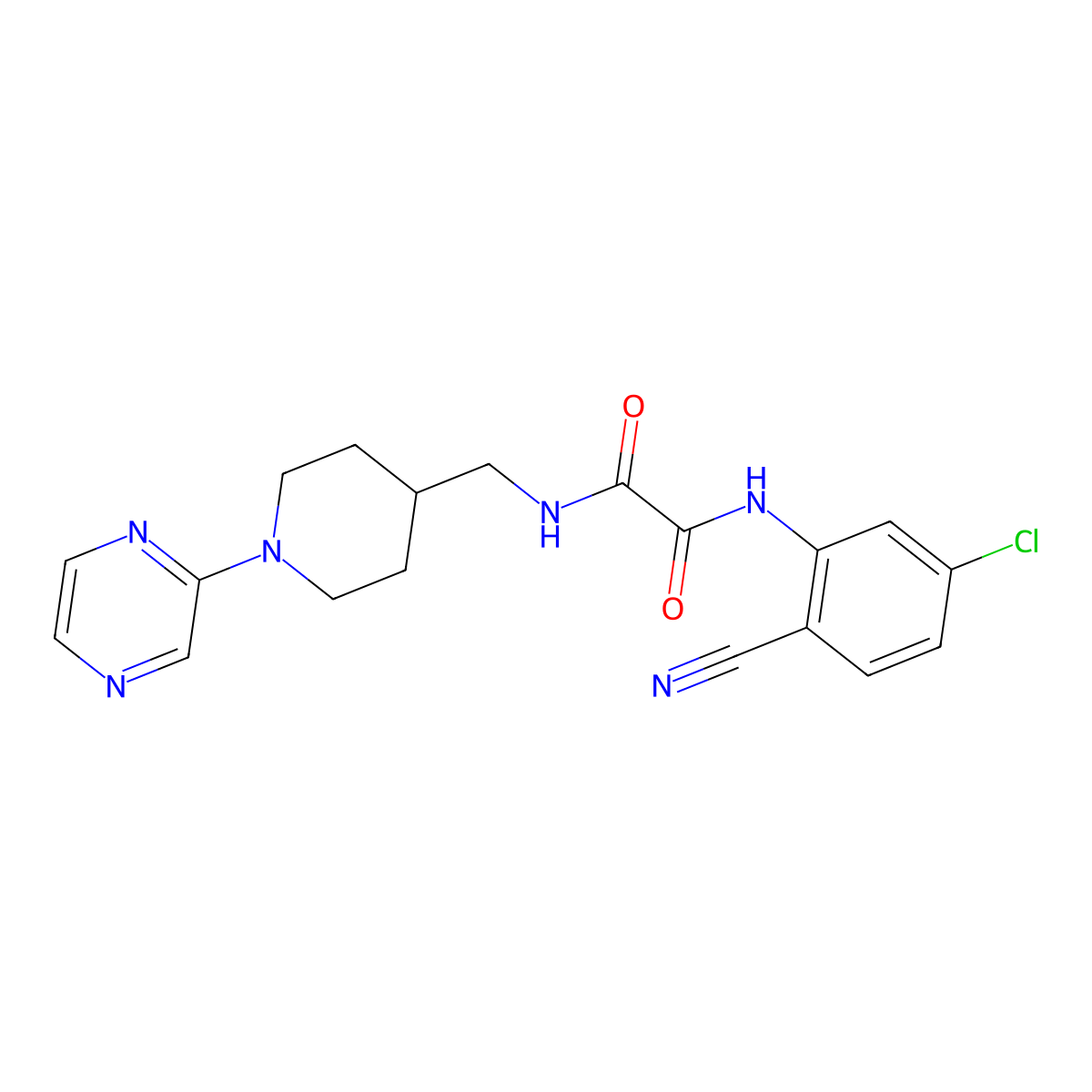 N1-(5-chloro-2-cyanophenyl)-N2-((1-(pyrazin-2-yl)piperidin-4-yl)methyl)oxalamide molecular structure, CAS 1396848-72-8