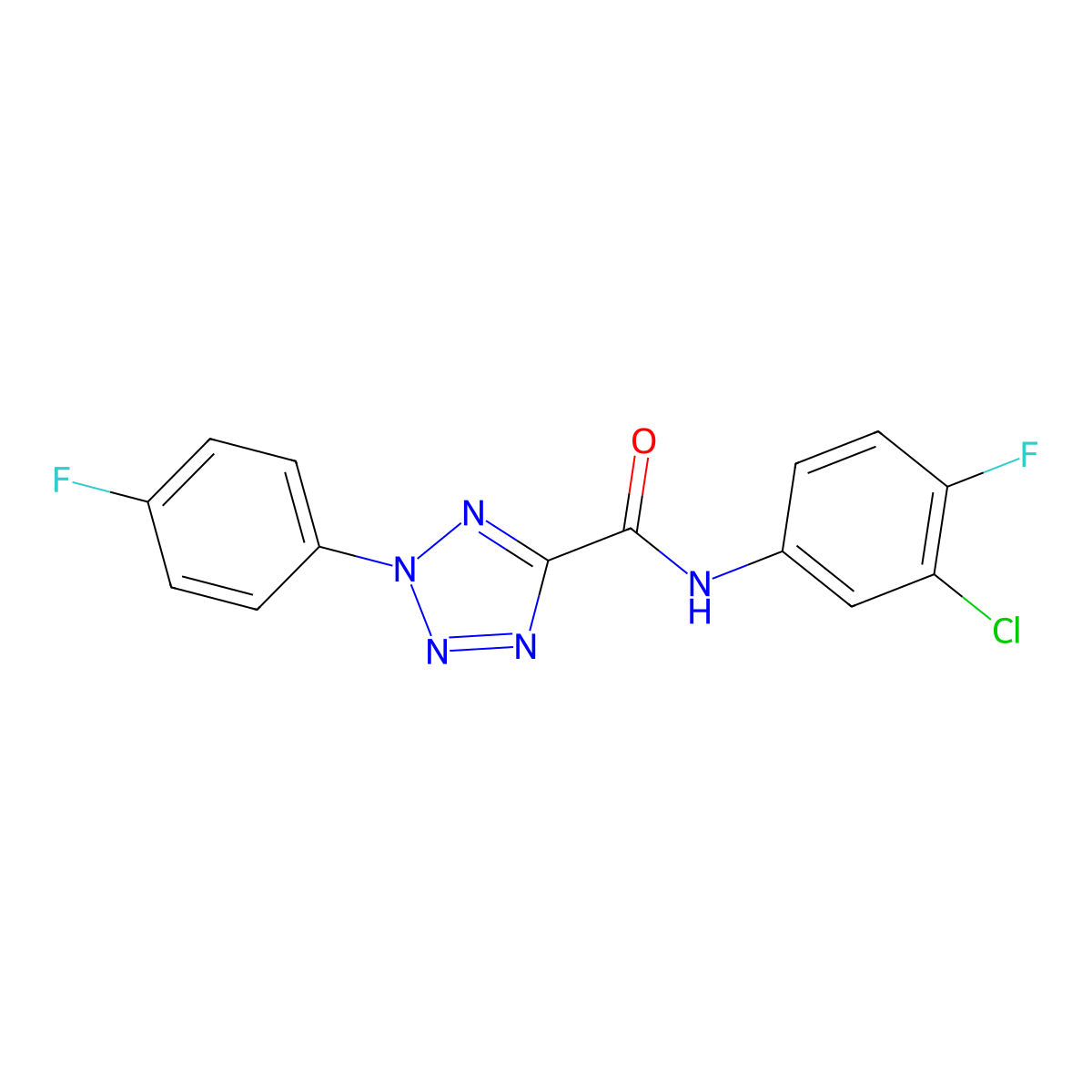 N-(3-chloro-4-fluorophenyl)-2-(4-fluorophenyl)-2H-1,2,3,4-tetrazole-5-carboxamide molecular structure, CAS 1396848-76-2