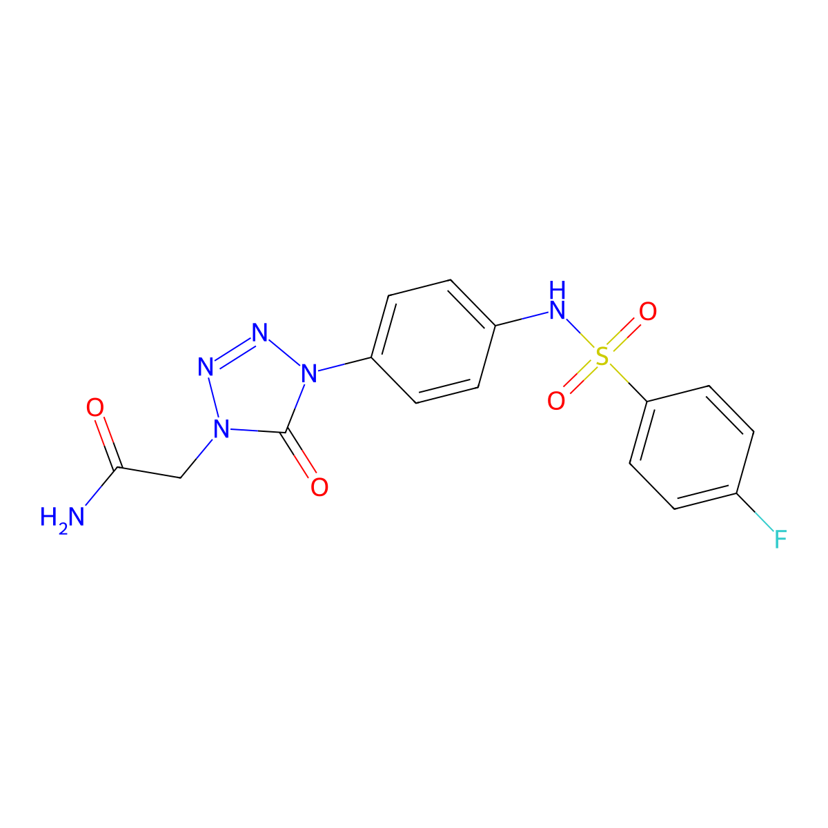2-(4-(4-(4-fluorophenylsulfonamido)phenyl)-5-oxo-4,5-dihydro-1H-tetrazol-1-yl)acetamide molecular structure, CAS 1396848-78-4