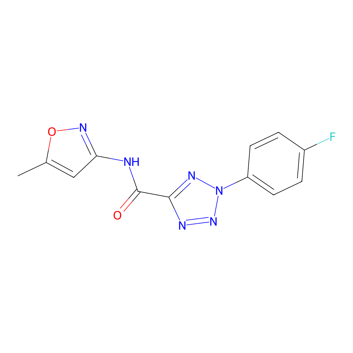 2-(4-fluorophenyl)-N-(5-methylisoxazol-3-yl)-2H-tetrazole-5-carboxamide molecular structure, CAS 1396848-81-9