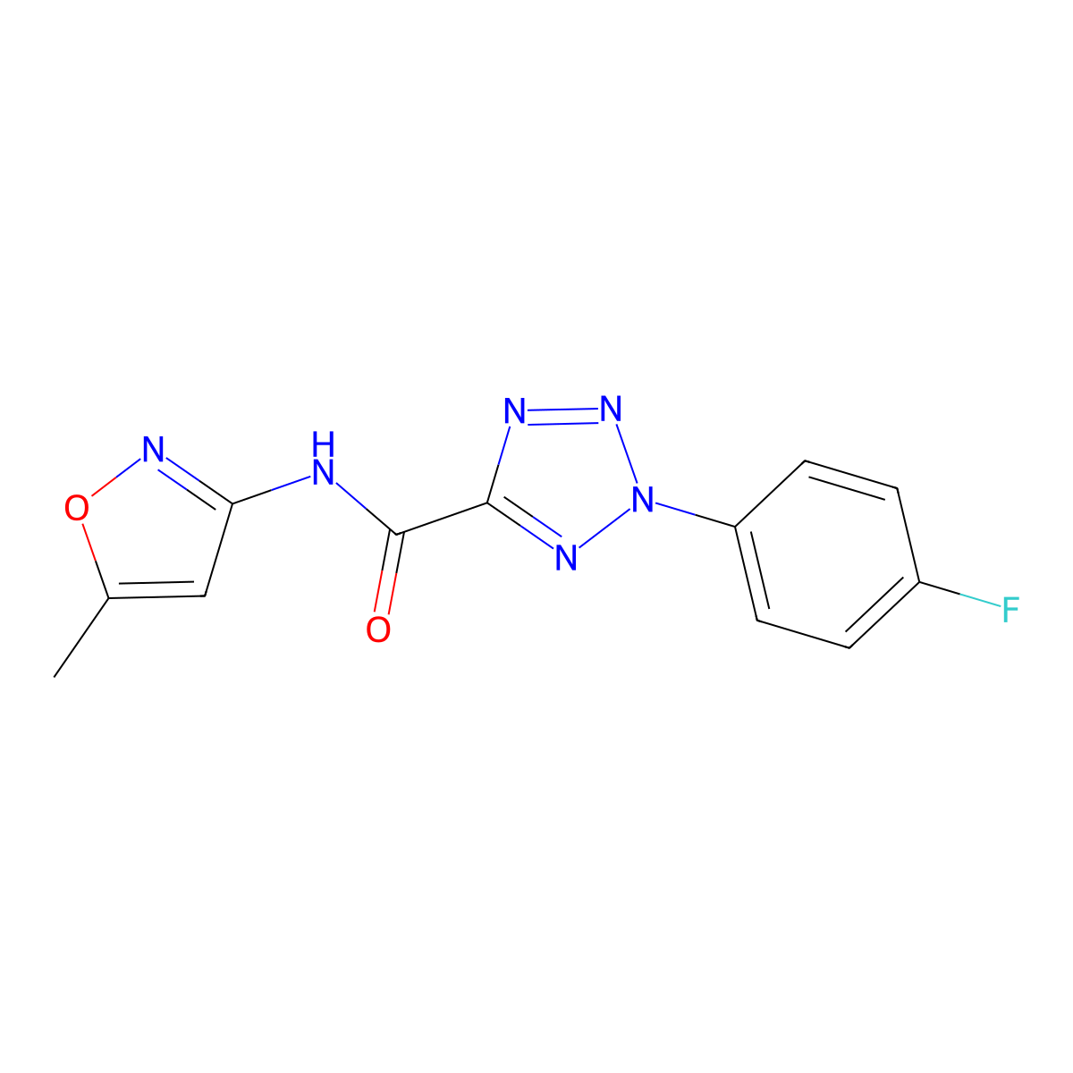 2-(4-fluorophenyl)-N-(5-methylisoxazol-3-yl)-2H-tetrazole-5-carboxamide molecular structure, CAS 1396848-81-9