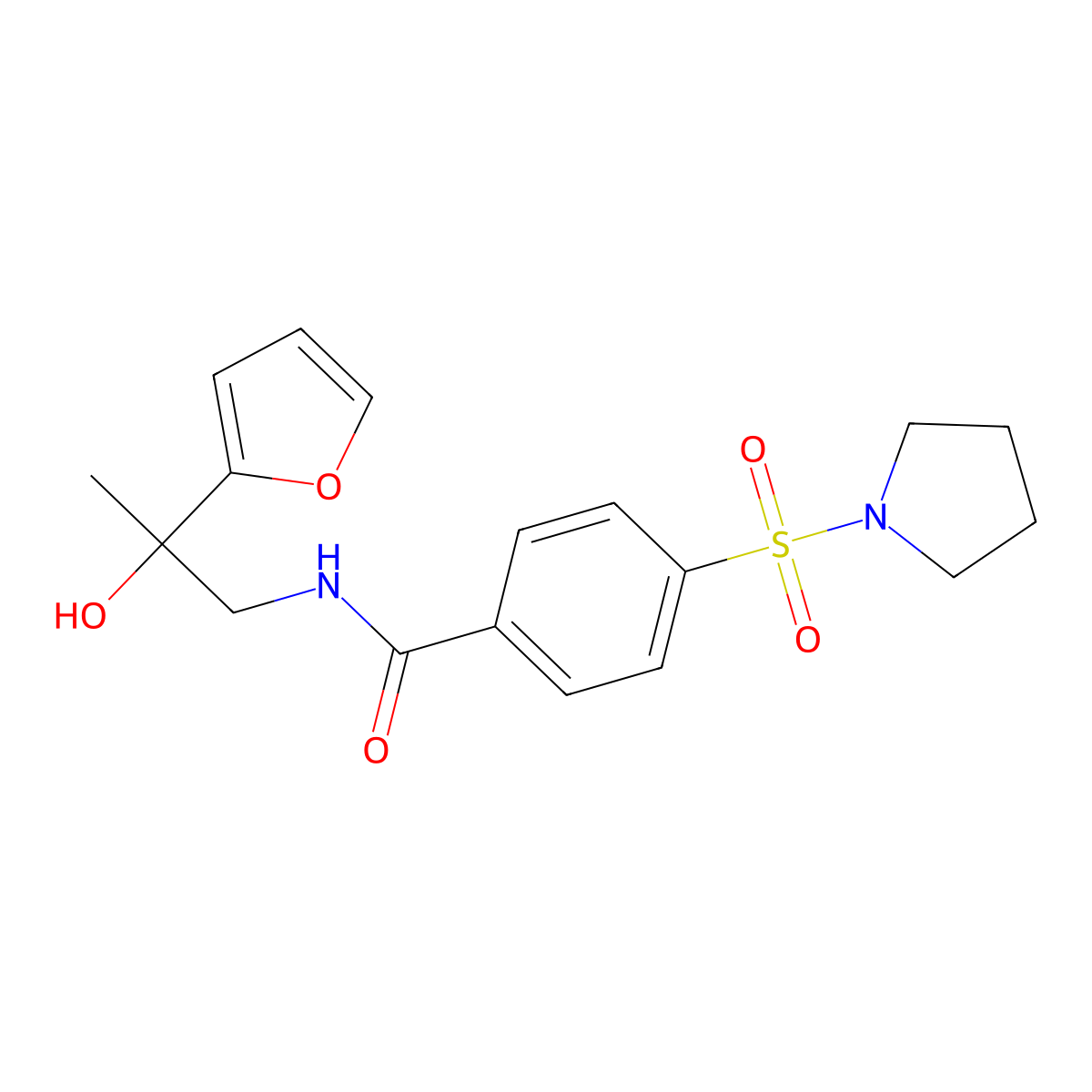N-(2-(furan-2-yl)-2-hydroxypropyl)-4-(pyrrolidin-1-ylsulfonyl)benzamide molecular structure, CAS 1396848-83-1