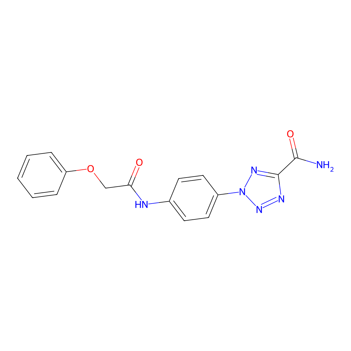 2-(4-(2-phenoxyacetamido)phenyl)-2H-tetrazole-5-carboxamide molecular structure, CAS 1396848-84-2