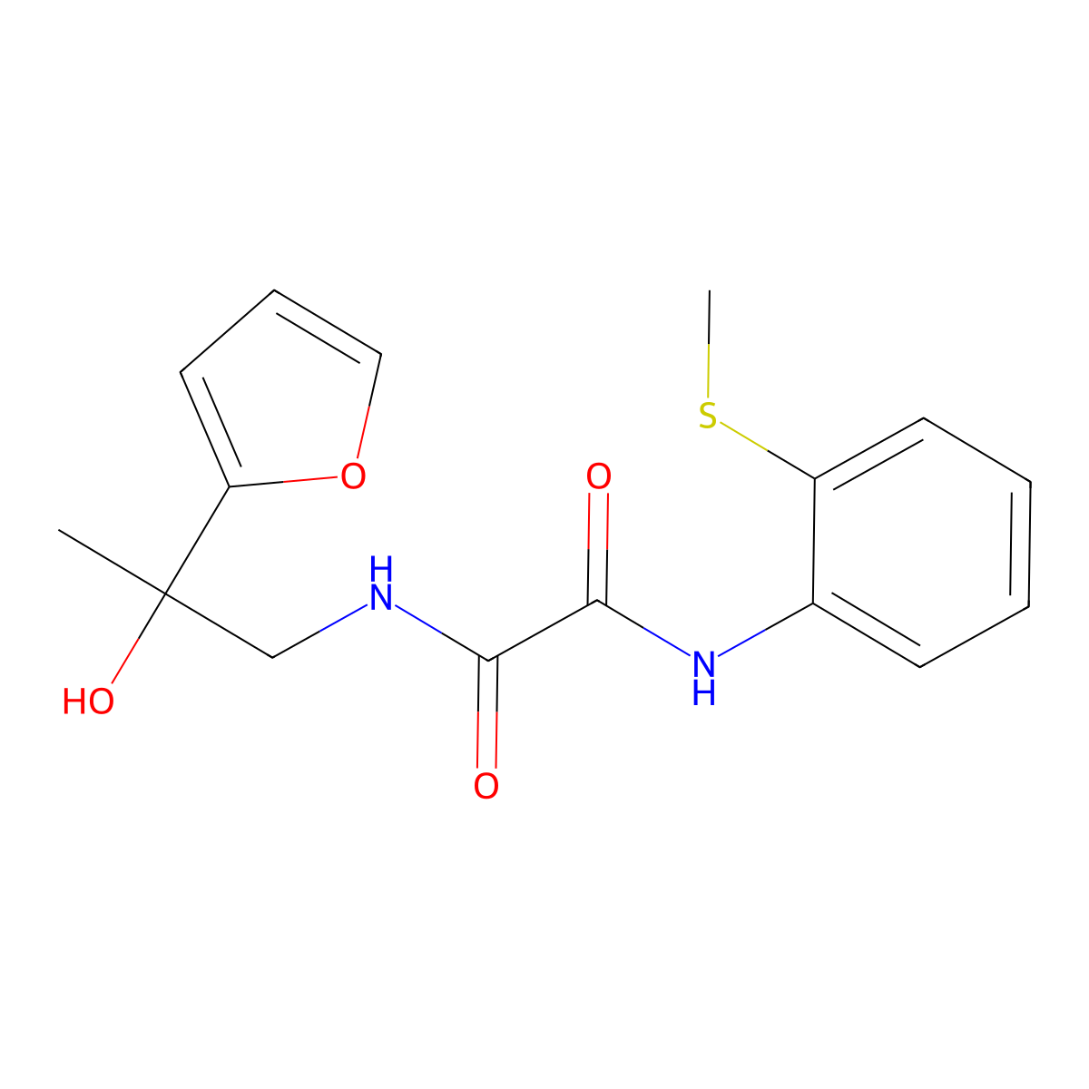 N1-(2-(furan-2-yl)-2-hydroxypropyl)-N2-(2-(methylthio)phenyl)oxalamide molecular structure, CAS 1396848-89-7