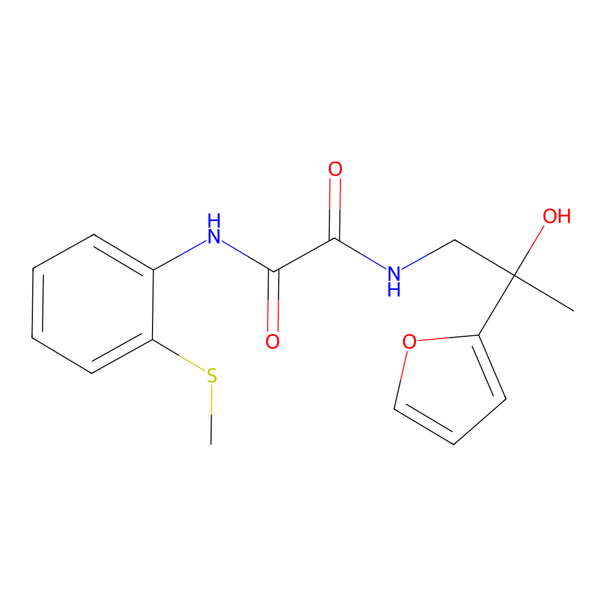N1-(2-(furan-2-yl)-2-hydroxypropyl)-N2-(2-(methylthio)phenyl)oxalamide molecular structure, CAS 1396848-89-7