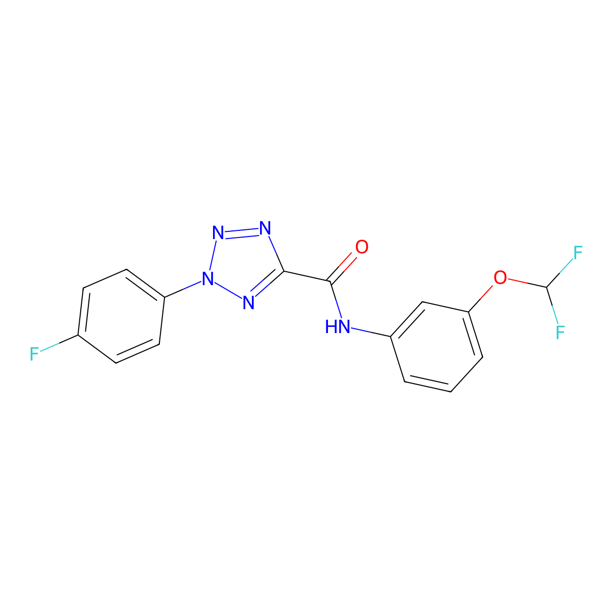 N-(3-(difluoromethoxy)phenyl)-2-(4-fluorophenyl)-2H-tetrazole-5-carboxamide molecular structure, CAS 1396848-90-0