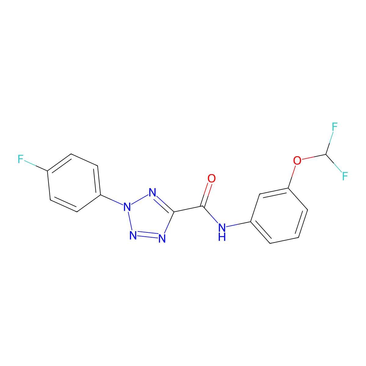 N-(3-(difluoromethoxy)phenyl)-2-(4-fluorophenyl)-2H-tetrazole-5-carboxamide molecular structure, CAS 1396848-90-0
