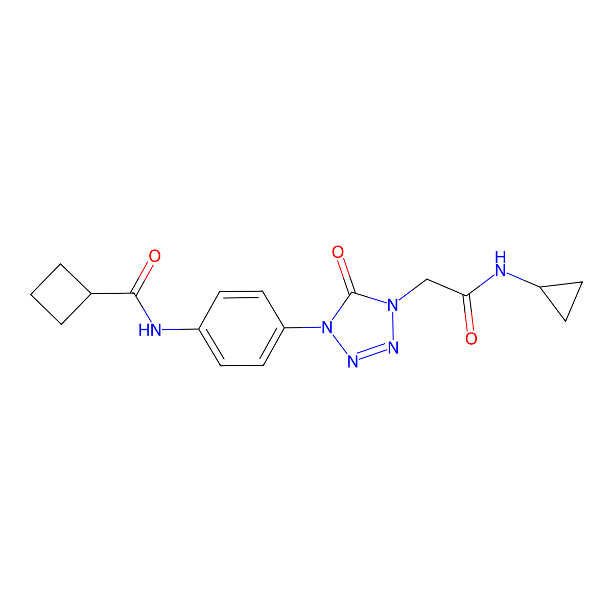 N-(4-(4-(2-(cyclopropylamino)-2-oxoethyl)-5-oxo-4,5-dihydro-1H-tetrazol-1-yl)phenyl)cyclobutanecarboxamide molecular structure, CAS 1396848-96-6