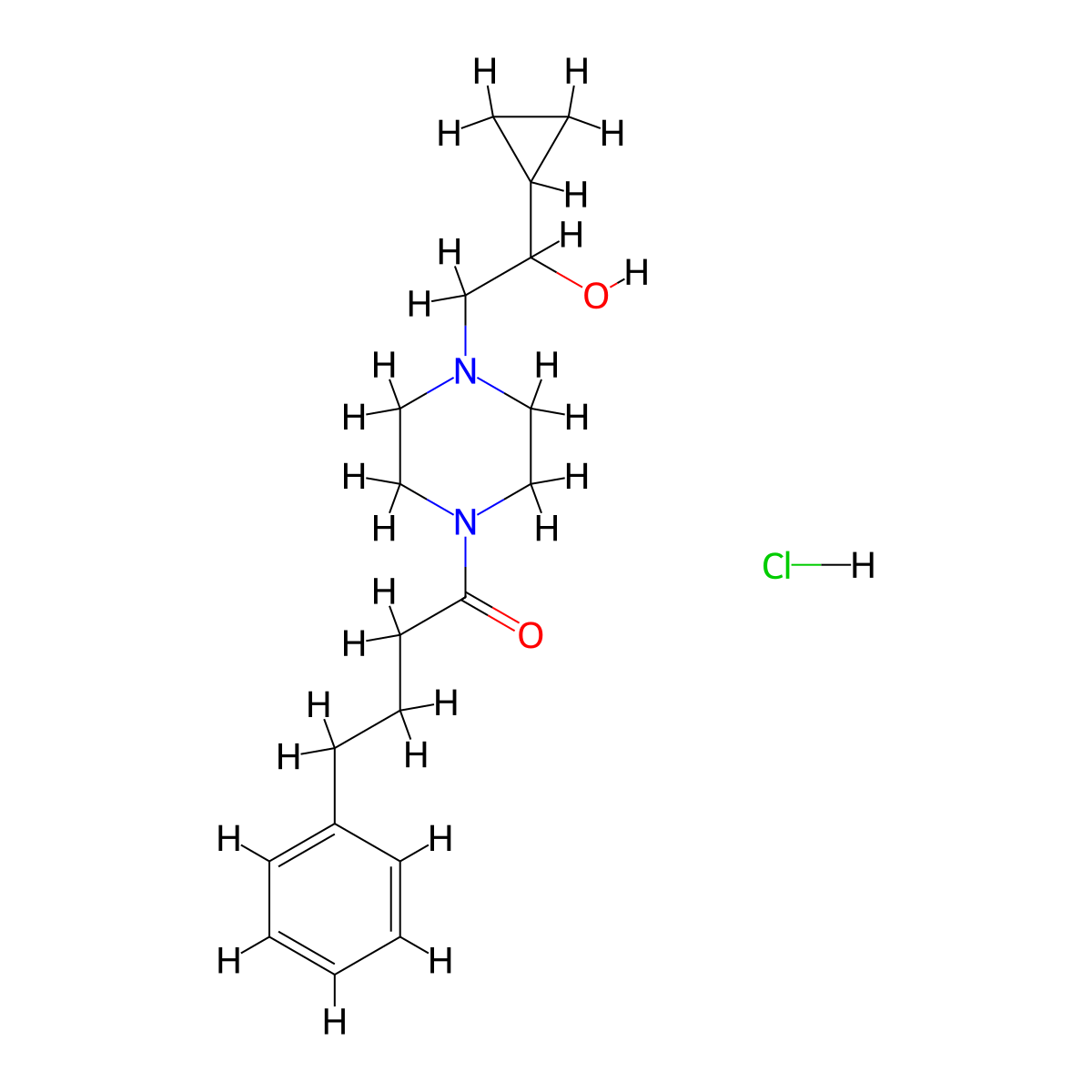1-[4-(2-Cyclopropyl-2-hydroxyethyl)piperazin-1-YL]-4-phenylbutan-1-one hydrochloride molecular structure, CAS 1396848-97-7