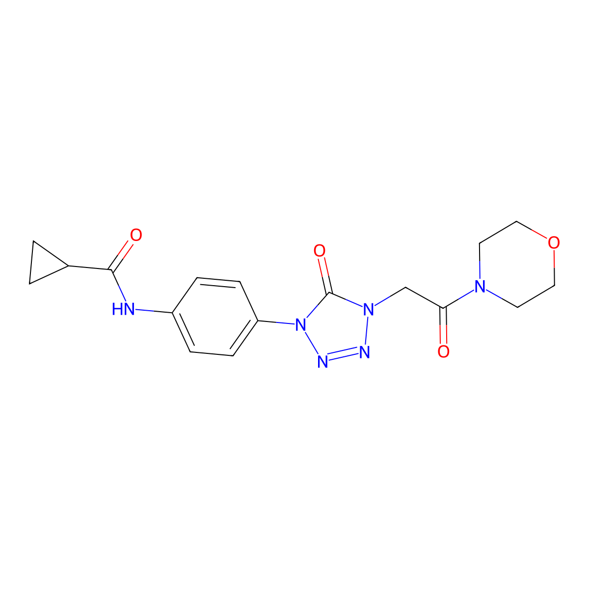 N-(4-(4-(2-morpholino-2-oxoethyl)-5-oxo-4,5-dihydro-1H-tetrazol-1-yl)phenyl)cyclopropanecarboxamide molecular structure, CAS 1396849-04-9