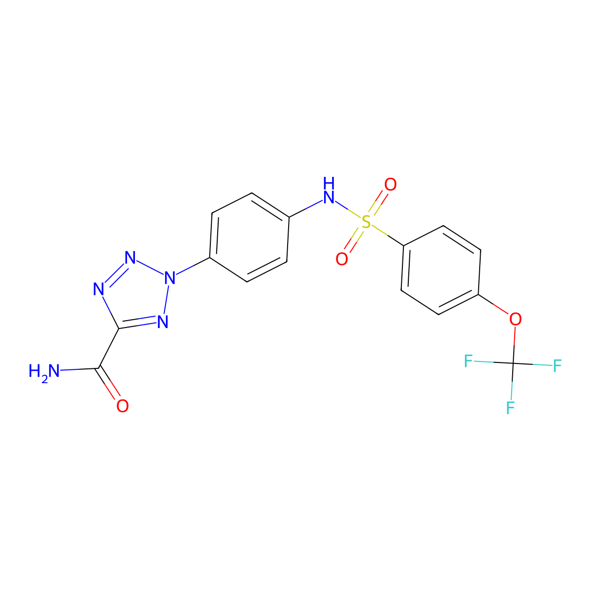 2-{4-[4-(trifluoromethoxy)benzenesulfonamido]phenyl}-2H-1,2,3,4-tetrazole-5-carboxamide molecular structure, CAS 1396849-07-2