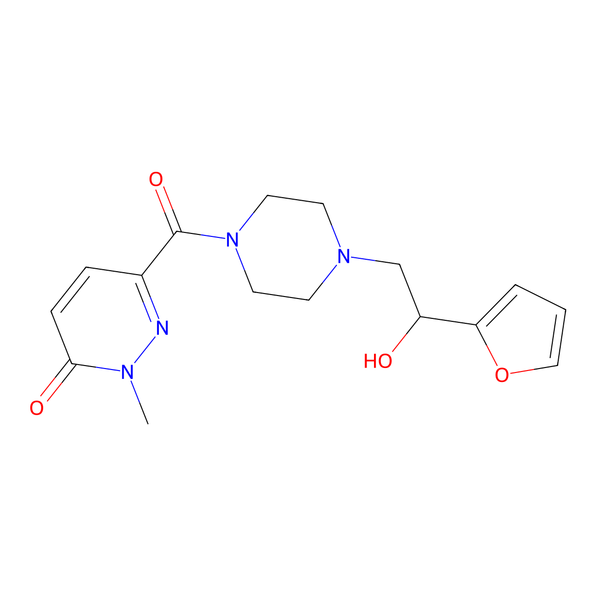 6-(4-(2-(furan-2-yl)-2-hydroxyethyl)piperazine-1-carbonyl)-2-methylpyridazin-3(2H)-one molecular structure, CAS 1396849-11-8