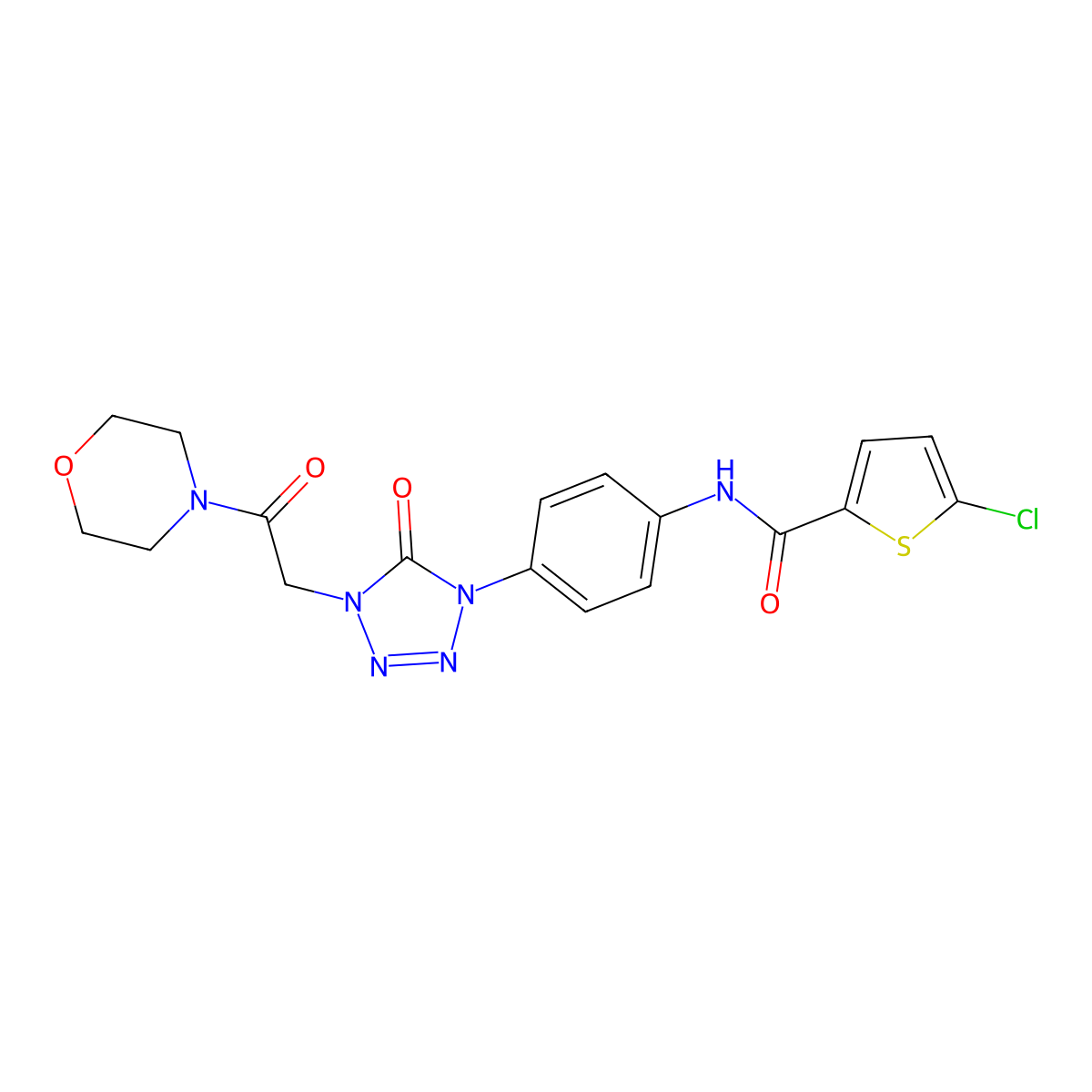 5-chloro-N-(4-(4-(2-morpholino-2-oxoethyl)-5-oxo-4,5-dihydro-1H-tetrazol-1-yl)phenyl)thiophene-2-carboxamide molecular structure, CAS 1396849-14-1
