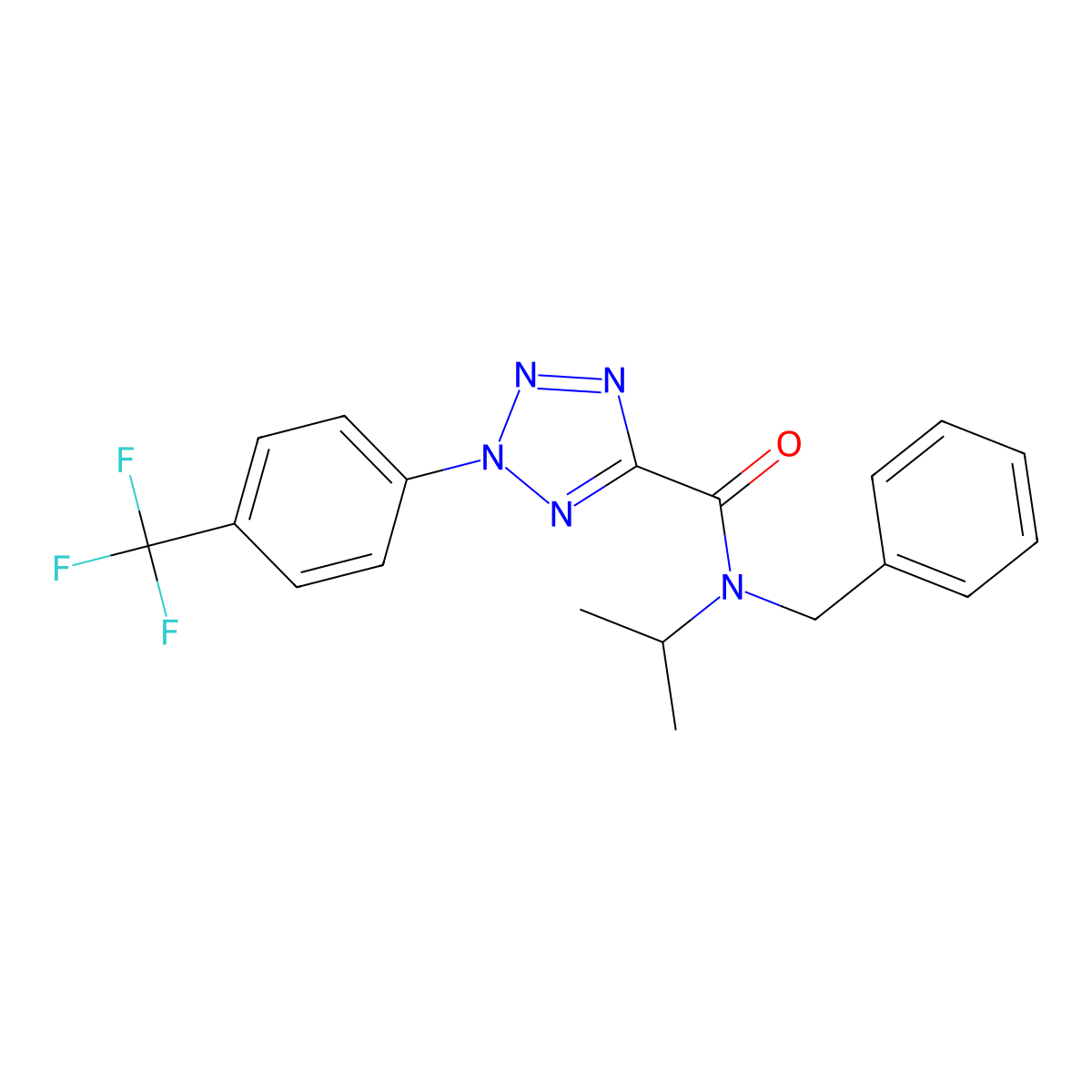 N-benzyl-N-isopropyl-2-(4-(trifluoromethyl)phenyl)-2H-tetrazole-5-carboxamide molecular structure, CAS 1396849-15-2