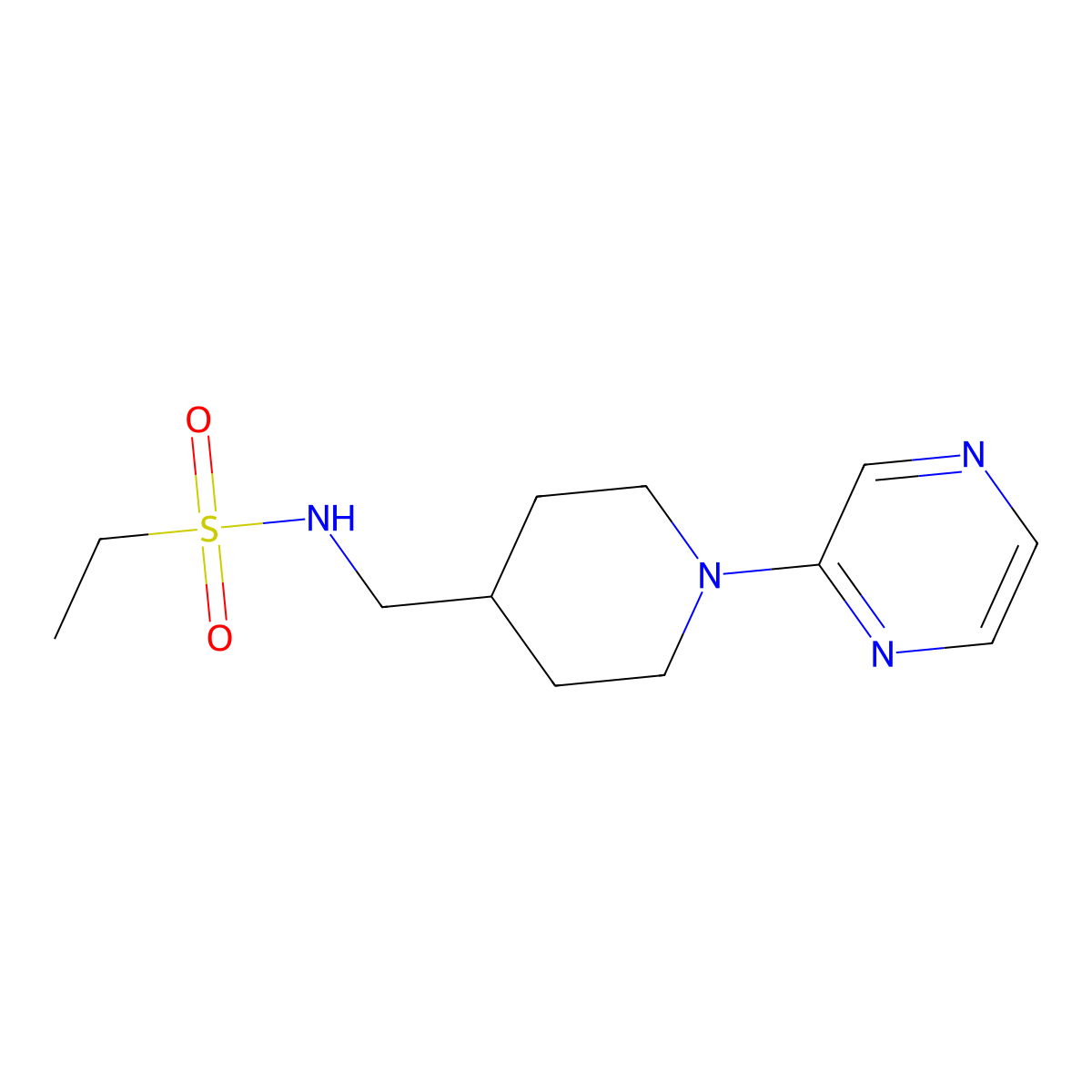 N-((1-(pyrazin-2-yl)piperidin-4-yl)methyl)ethanesulfonamide molecular structure, CAS 1396849-19-6