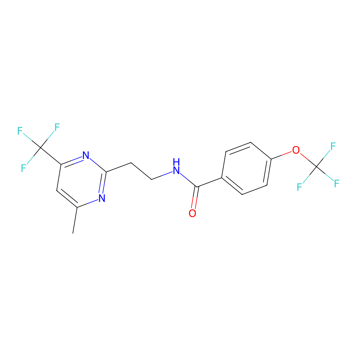 N-{2-[4-methyl-6-(trifluoromethyl)pyrimidin-2-yl]ethyl}-4-(trifluoromethoxy)benzamide molecular structure, CAS 1396849-21-0