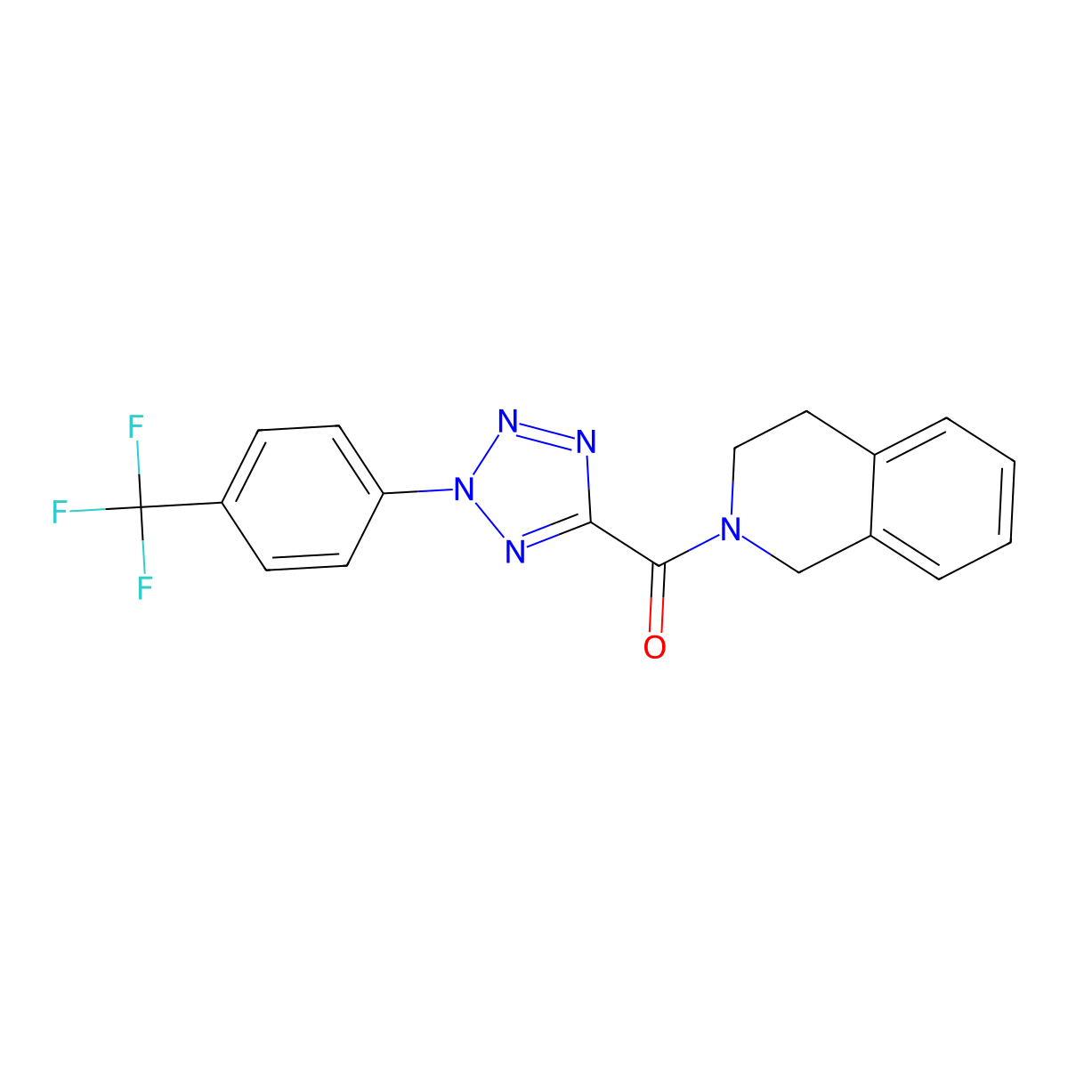 (3,4-dihydroisoquinolin-2(1H)-yl)(2-(4-(trifluoromethyl)phenyl)-2H-tetrazol-5-yl)methanone molecular structure, CAS 1396849-25-4