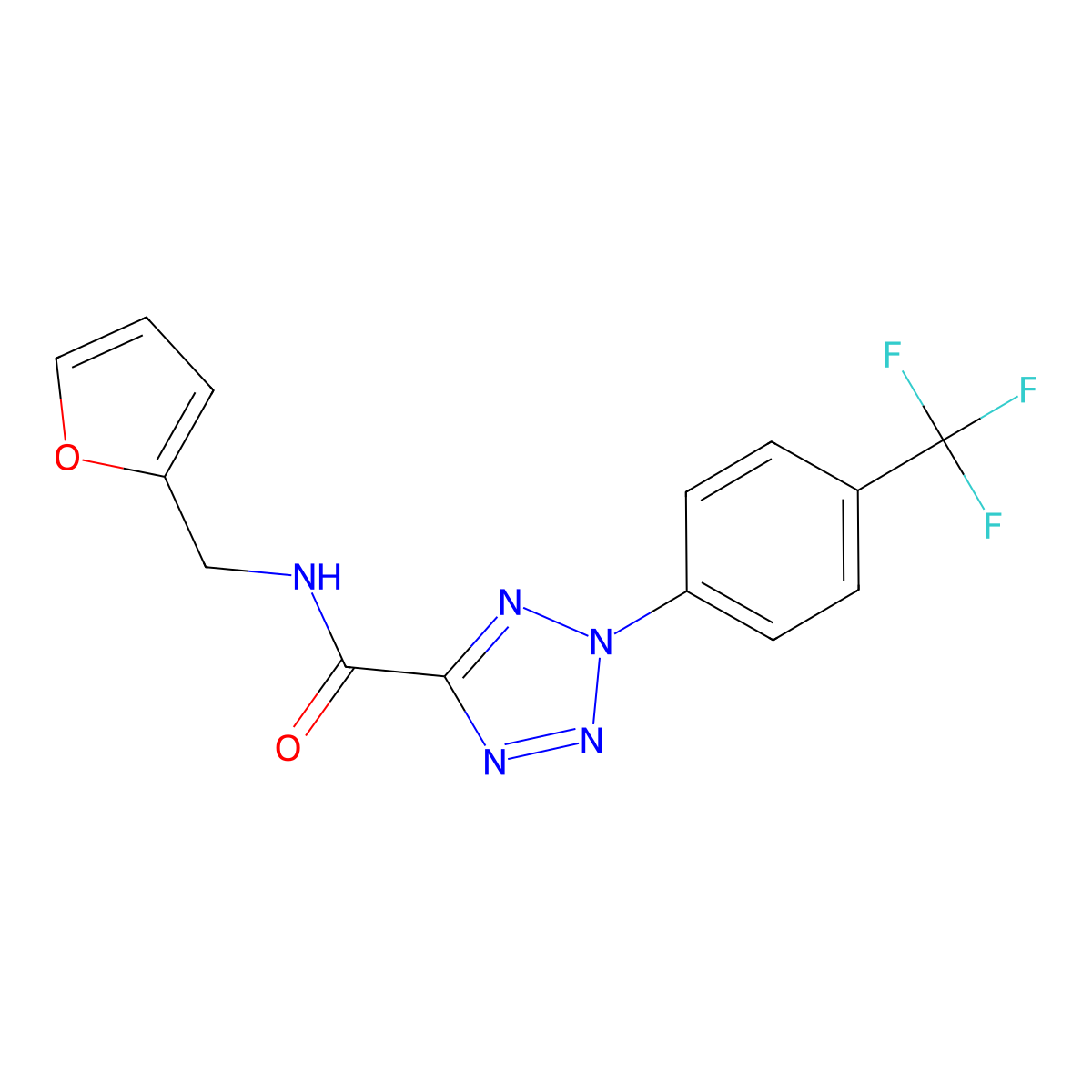 N-(furan-2-ylmethyl)-2-(4-(trifluoromethyl)phenyl)-2H-tetrazole-5-carboxamide molecular structure, CAS 1396849-33-4
