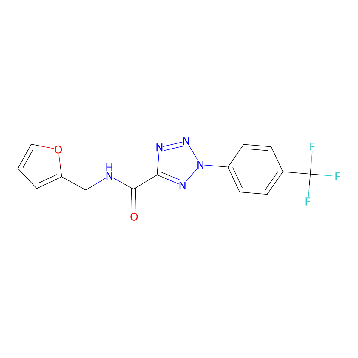 N-(furan-2-ylmethyl)-2-(4-(trifluoromethyl)phenyl)-2H-tetrazole-5-carboxamide molecular structure, CAS 1396849-33-4