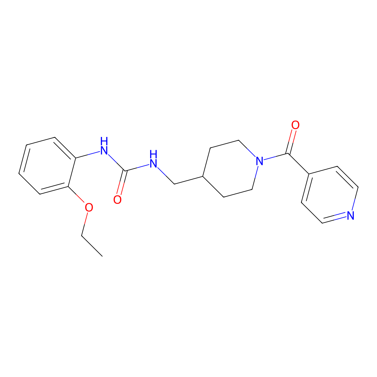 1-(2-Ethoxyphenyl)-3-((1-isonicotinoylpiperidin-4-yl)methyl)urea molecular structure, CAS 1396849-36-7