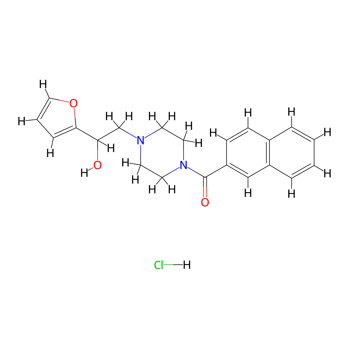 (4-(2-(Furan-2-yl)-2-hydroxyethyl)piperazin-1-yl)(naphthalen-2-yl)methanone hydrochloride molecular structure, CAS 1396849-39-0