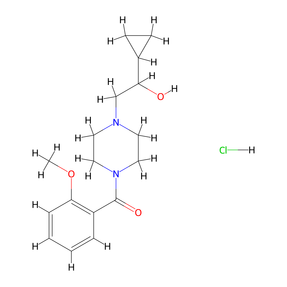 (4-(2-Cyclopropyl-2-hydroxyethyl)piperazin-1-yl)(2-methoxyphenyl)methanone hydrochloride molecular structure, CAS 1396849-41-4