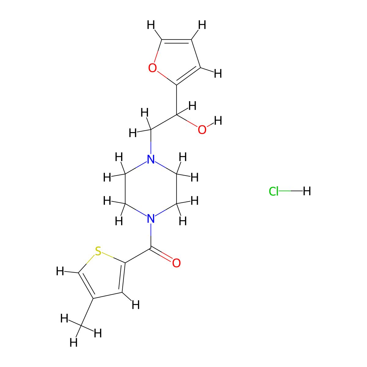 (4-(2-(Furan-2-yl)-2-hydroxyethyl)piperazin-1-yl)(4-methylthiophen-2-yl)methanone hydrochloride molecular structure, CAS 1396849-54-9