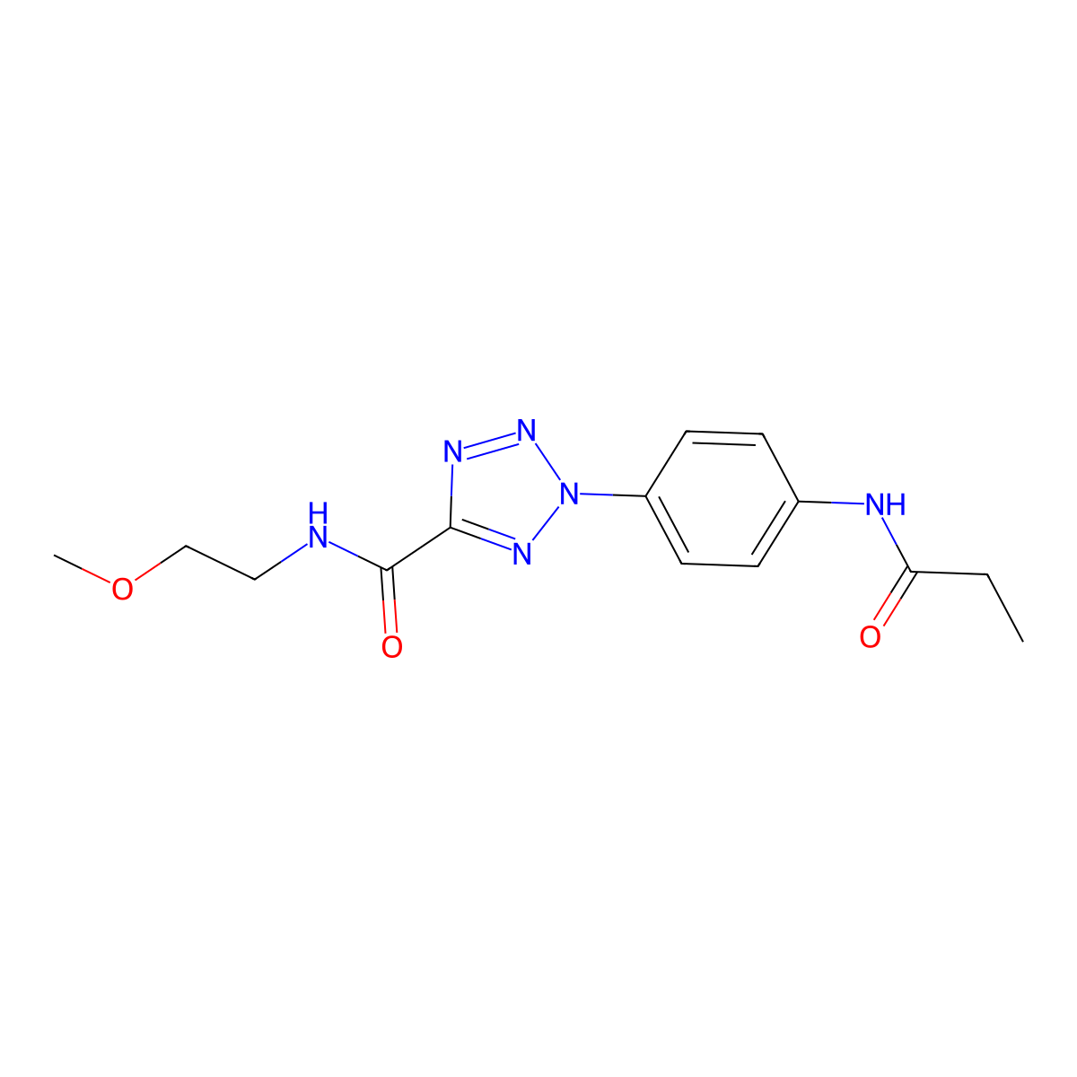 N-(2-methoxyethyl)-2-(4-propionamidophenyl)-2H-tetrazole-5-carboxamide molecular structure, CAS 1396849-55-0