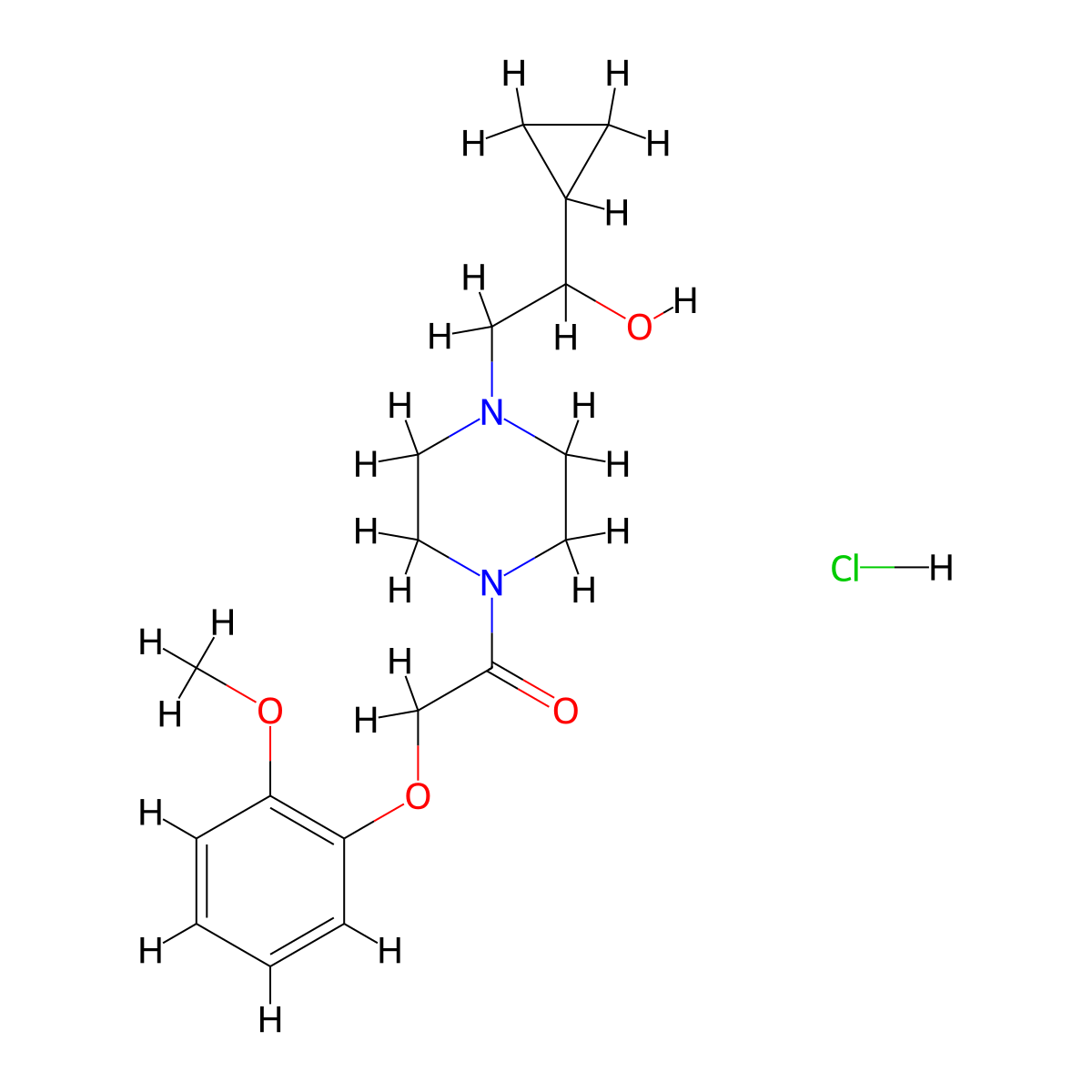 1-(4-(2-Cyclopropyl-2-hydroxyethyl)piperazin-1-yl)-2-(2-methoxyphenoxy)ethanone hydrochloride molecular structure, CAS 1396849-57-2