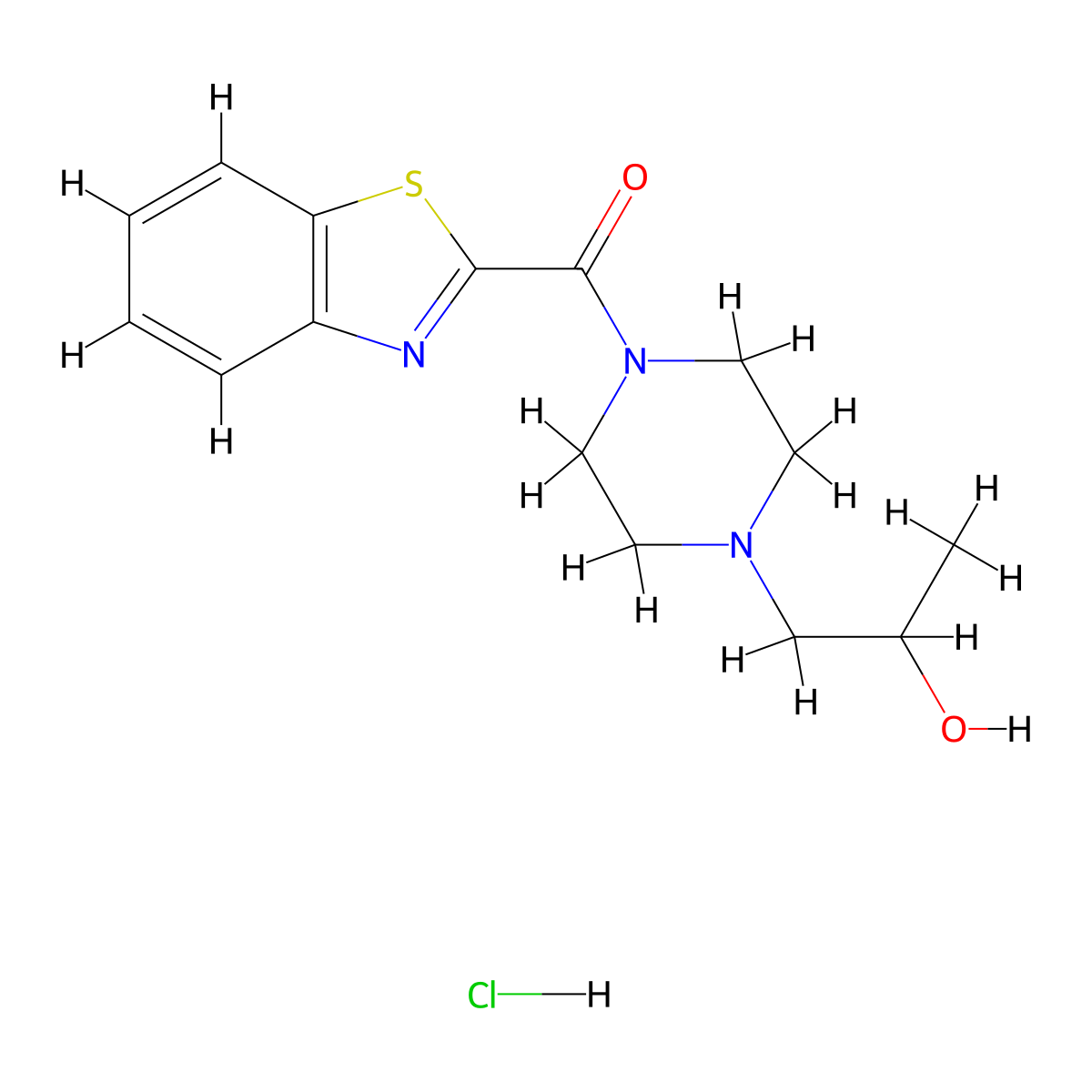 Benzo[d]thiazol-2-yl(4-(2-hydroxypropyl)piperazin-1-yl)methanone hydrochloride molecular structure, CAS 1396849-60-7