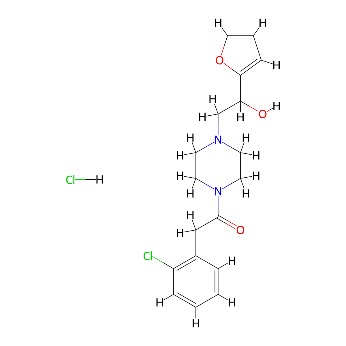2-(2-Chlorophenyl)-1-(4-(2-(furan-2-yl)-2-hydroxyethyl)piperazin-1-yl)ethanone hydrochloride molecular structure, CAS 1396849-65-2