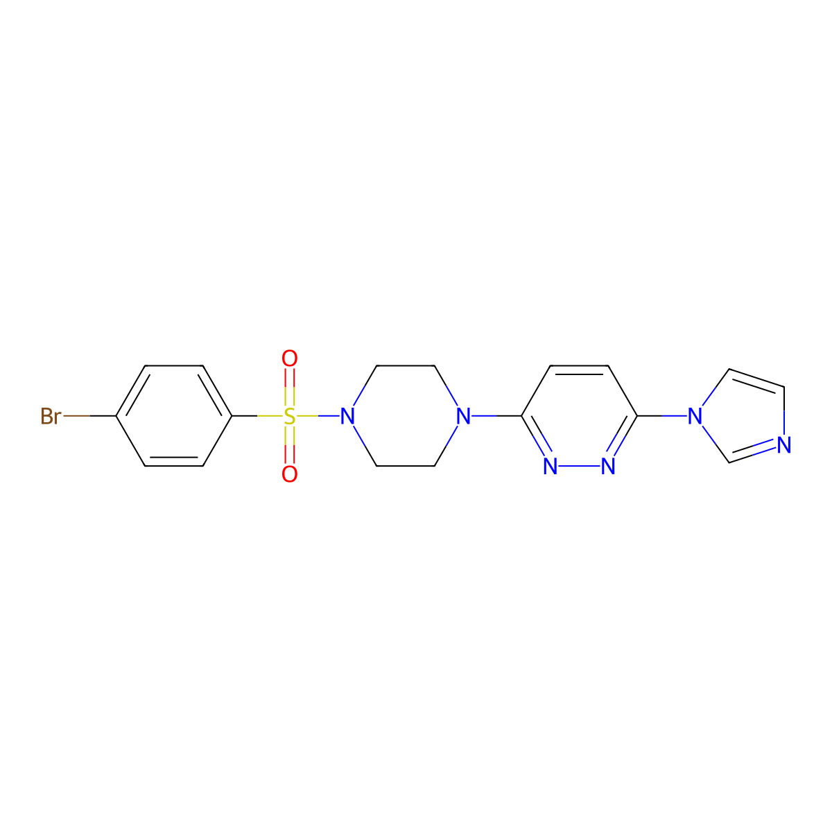 3-(4-((4-bromophenyl)sulfonyl)piperazin-1-yl)-6-(1H-imidazol-1-yl)pyridazine molecular structure, CAS 1396849-66-3