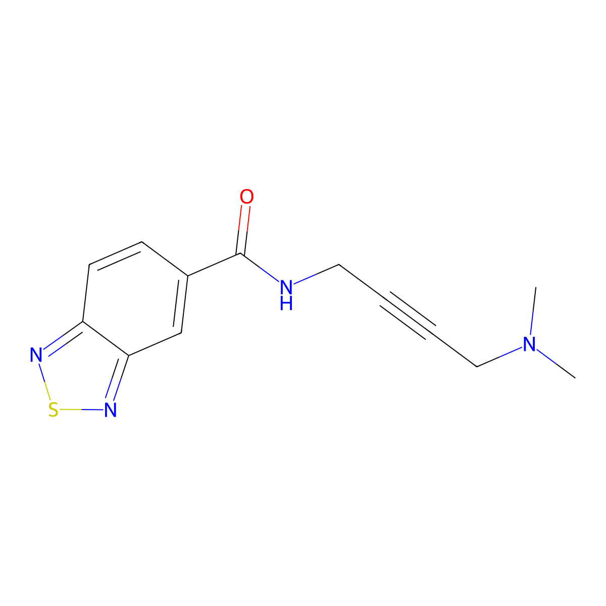 N-(4-(dimethylamino)but-2-yn-1-yl)benzo[c][1,2,5]thiadiazole-5-carboxamide molecular structure, CAS 1396849-79-8