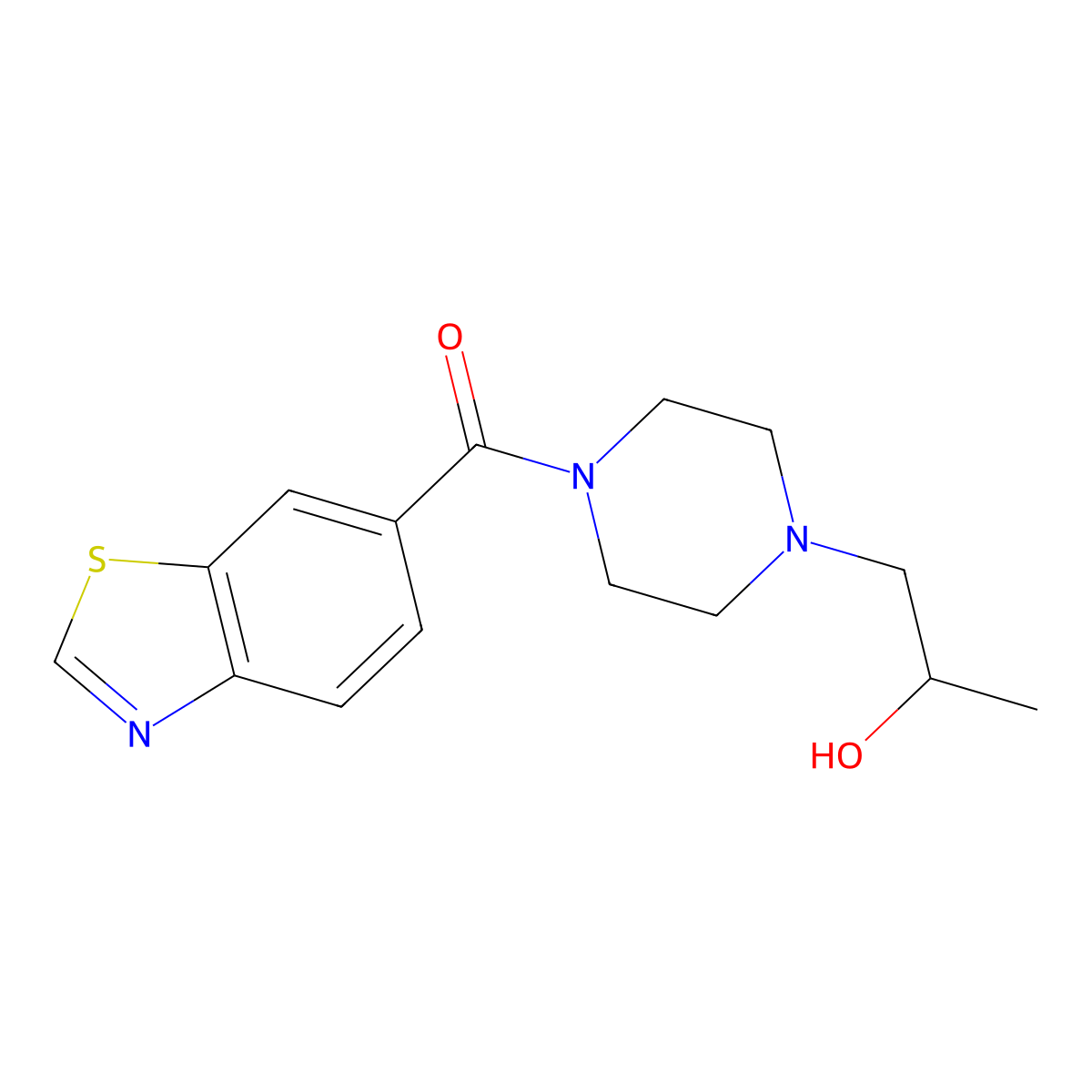 Benzo[d]thiazol-6-yl(4-(2-hydroxypropyl)piperazin-1-yl)methanone molecular structure, CAS 1396849-83-4