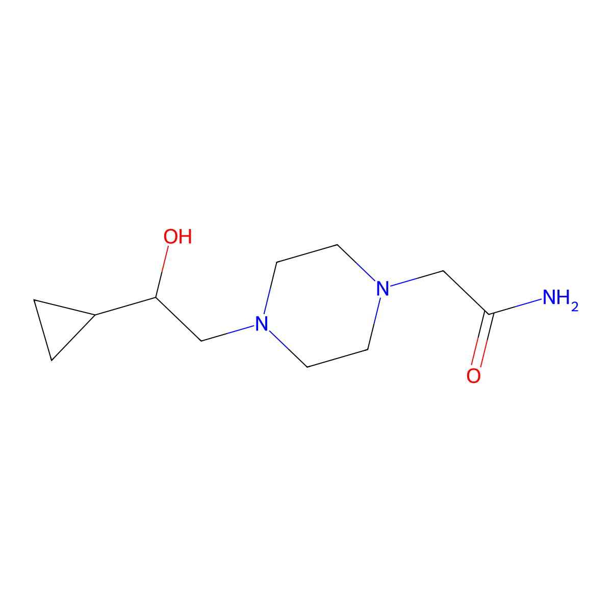 2-[4-(2-Cyclopropyl-2-hydroxyethyl)piperazin-1-yl]acetamide molecular structure, CAS 1396849-90-3