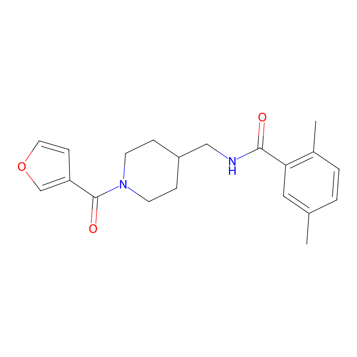 N-((1-(furan-3-carbonyl)piperidin-4-yl)methyl)-2,5-dimethylbenzamide molecular structure, CAS 1396849-95-8