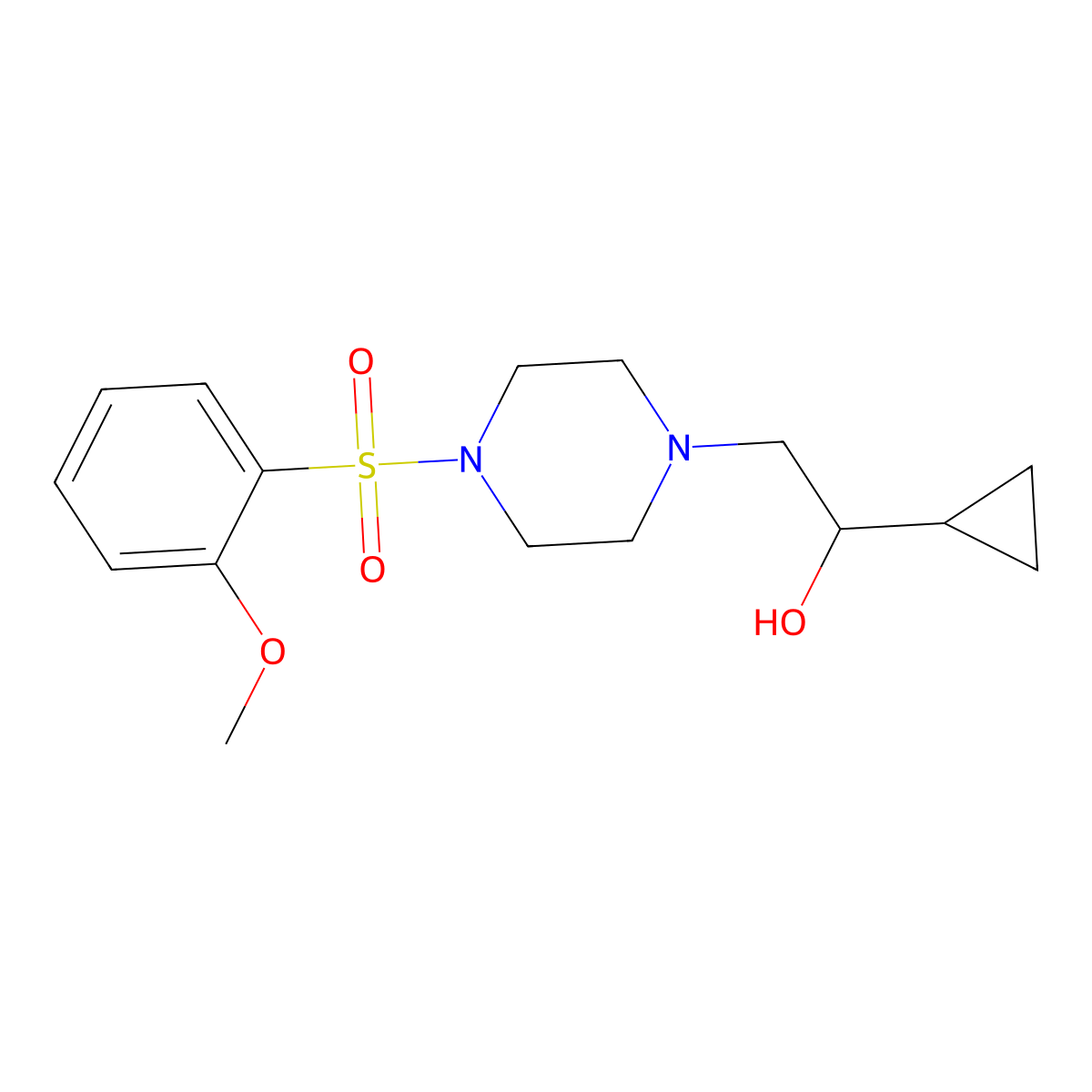 1-Cyclopropyl-2-(4-((2-methoxyphenyl)sulfonyl)piperazin-1-yl)ethanol molecular structure, CAS 1396849-97-0