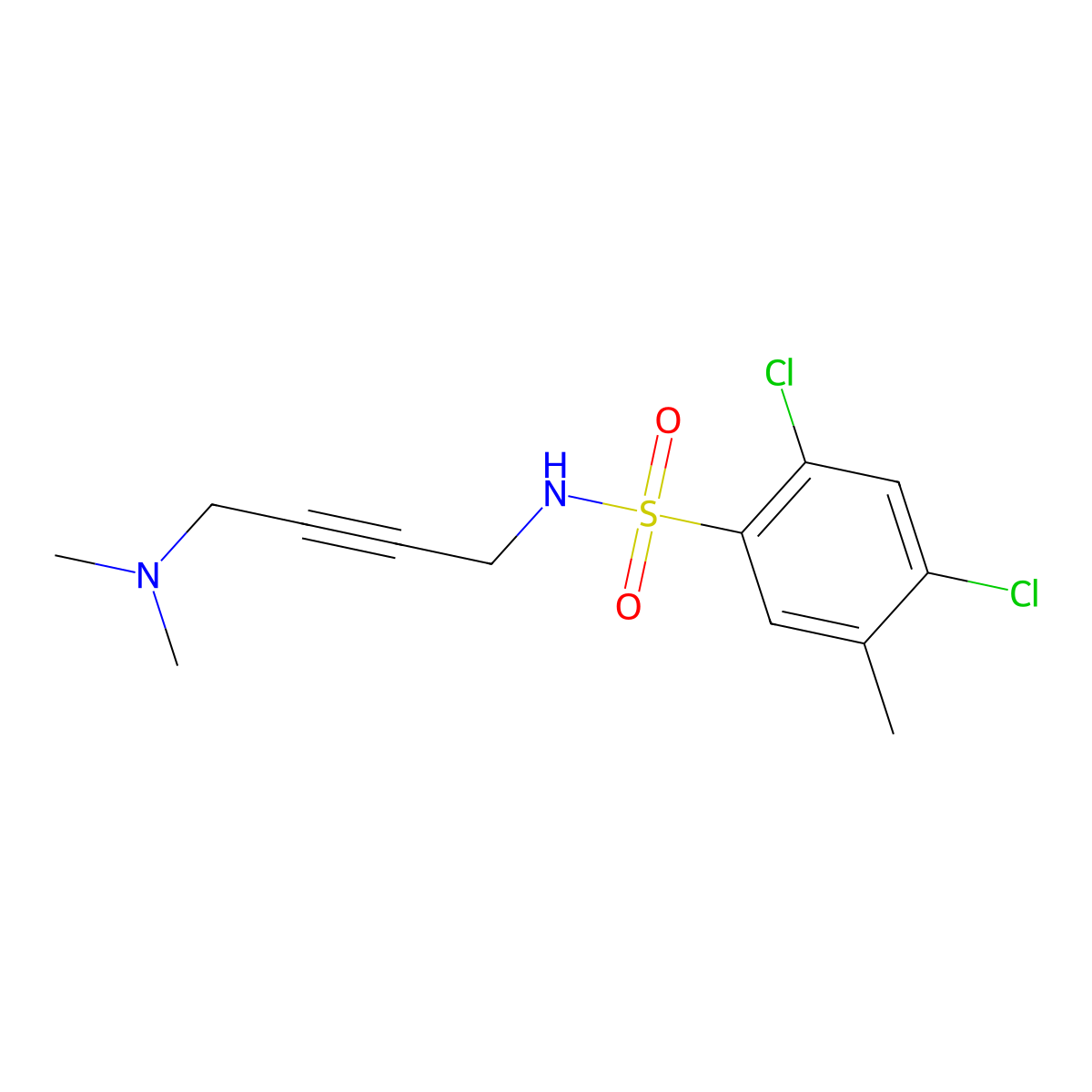 2,4-dichloro-N-(4-(dimethylamino)but-2-yn-1-yl)-5-methylbenzenesulfonamide molecular structure, CAS 1396849-98-1