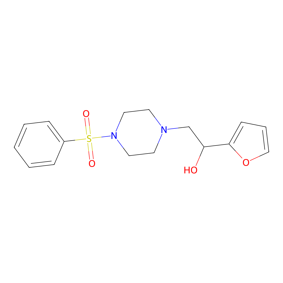 1-(Furan-2-yl)-2-(4-(phenylsulfonyl)piperazin-1-yl)ethanol molecular structure, CAS 1396850-01-3