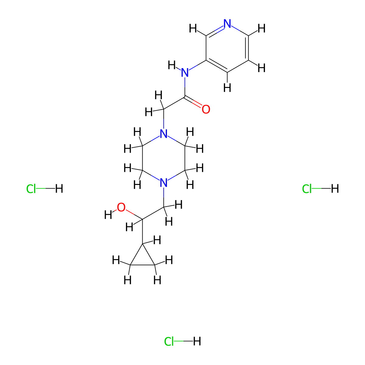 2-[4-(2-Cyclopropyl-2-hydroxyethyl)piperazin-1-YL]-N-(pyridin-3-YL)acetamide trihydrochloride molecular structure, CAS 1396850-04-6
