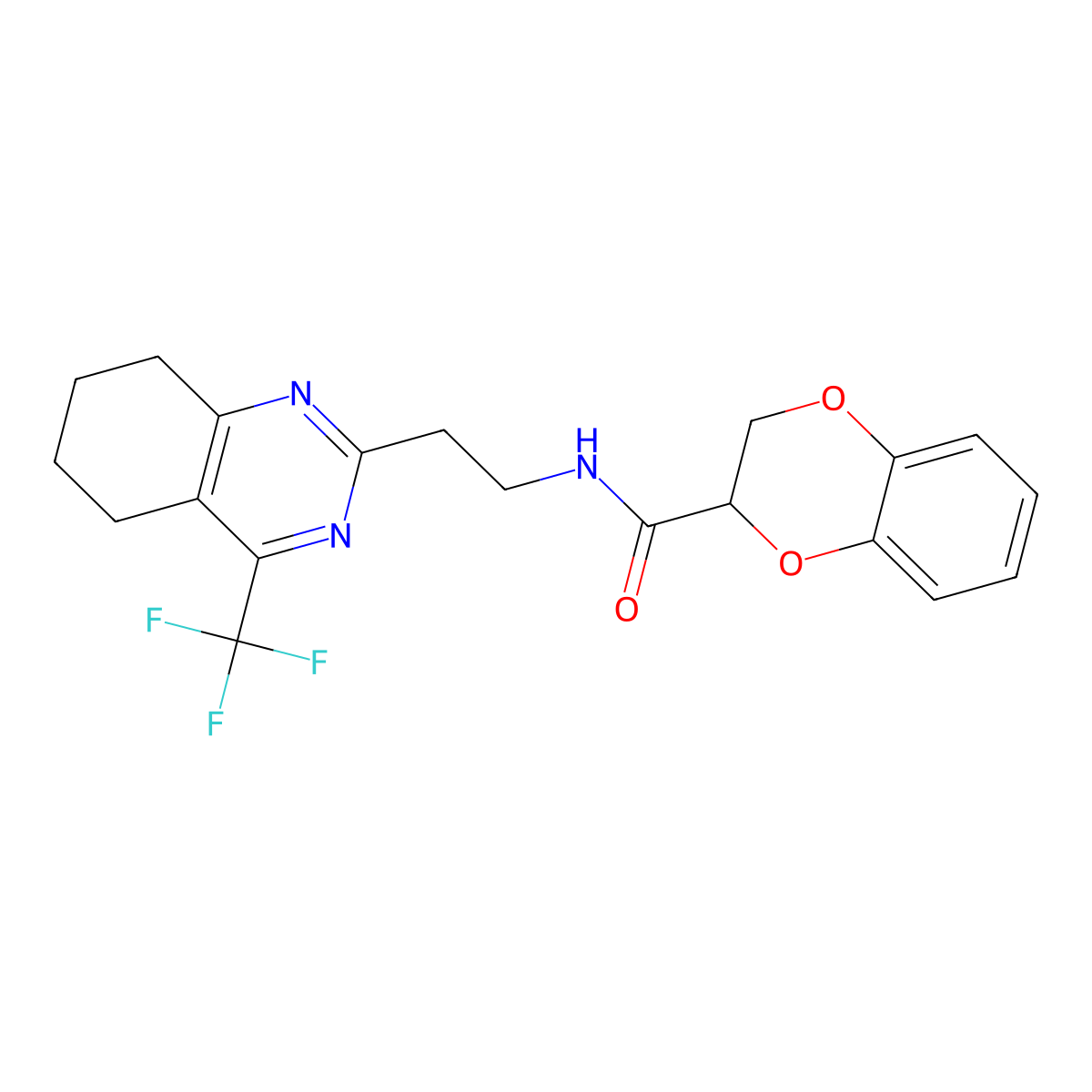 N-{2-[4-(trifluoromethyl)-5,6,7,8-tetrahydroquinazolin-2-yl]ethyl}-2,3-dihydro-1,4-benzodioxine-2-carboxamide molecular structure, CAS 1396850-06-8