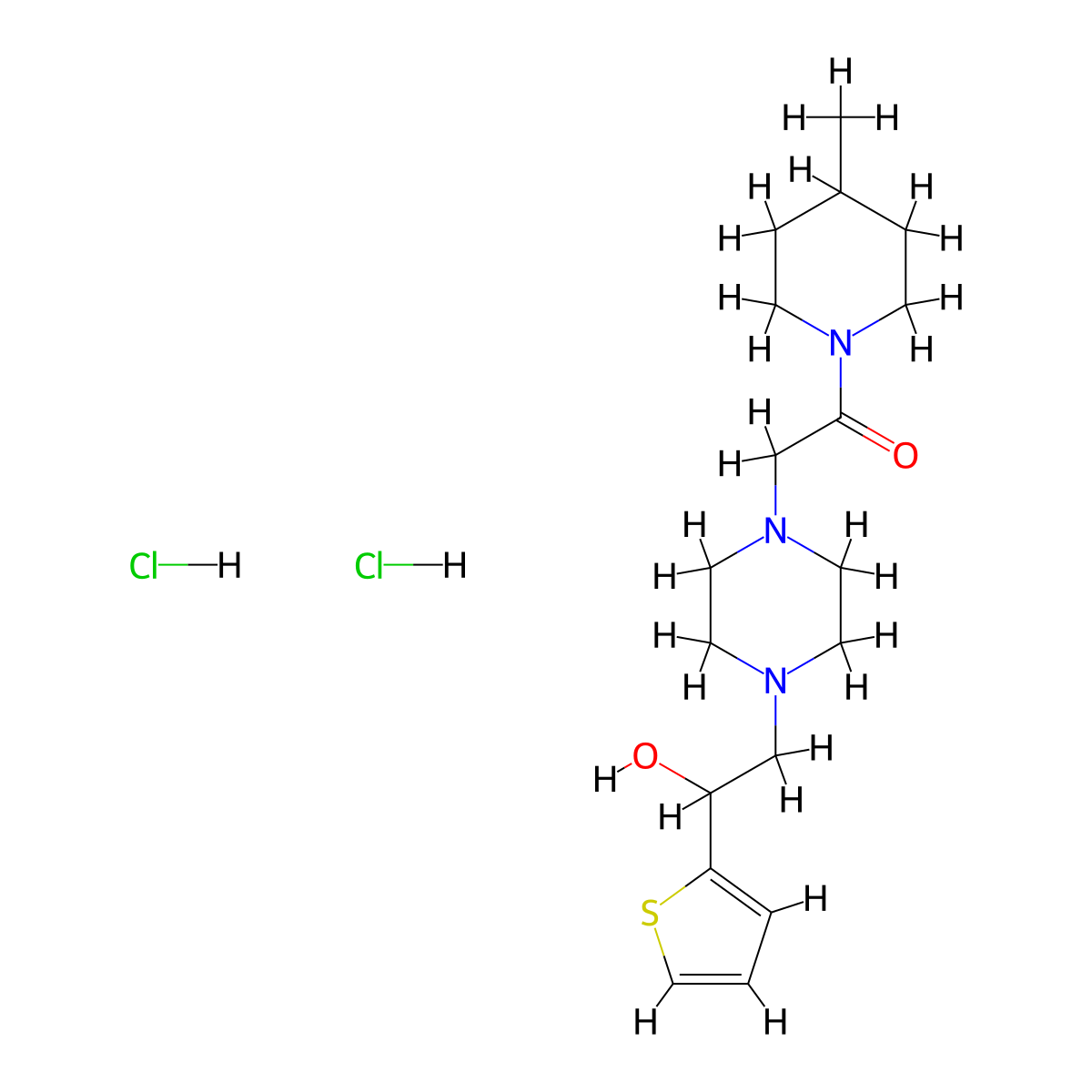 2-(4-(2-Hydroxy-2-(thiophen-2-yl)ethyl)piperazin-1-yl)-1-(4-methylpiperidin-1-yl)ethanone dihydrochloride molecular structure, CAS 1396850-26-2