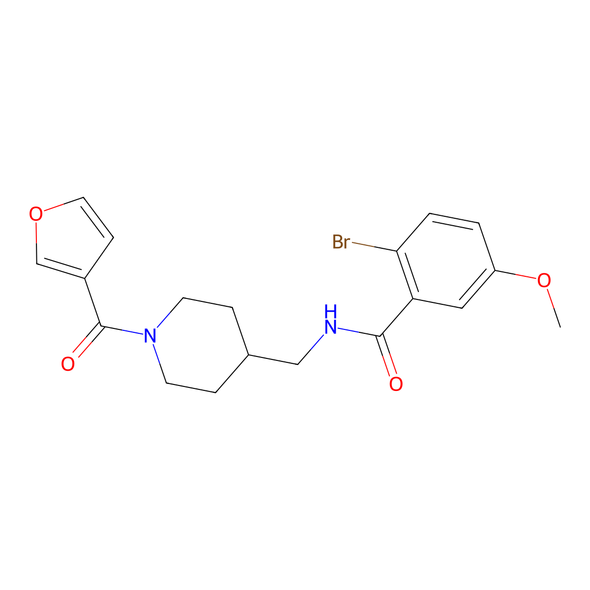 2-bromo-N-{[1-(furan-3-carbonyl)piperidin-4-yl]methyl}-5-methoxybenzamide molecular structure, CAS 1396850-30-8