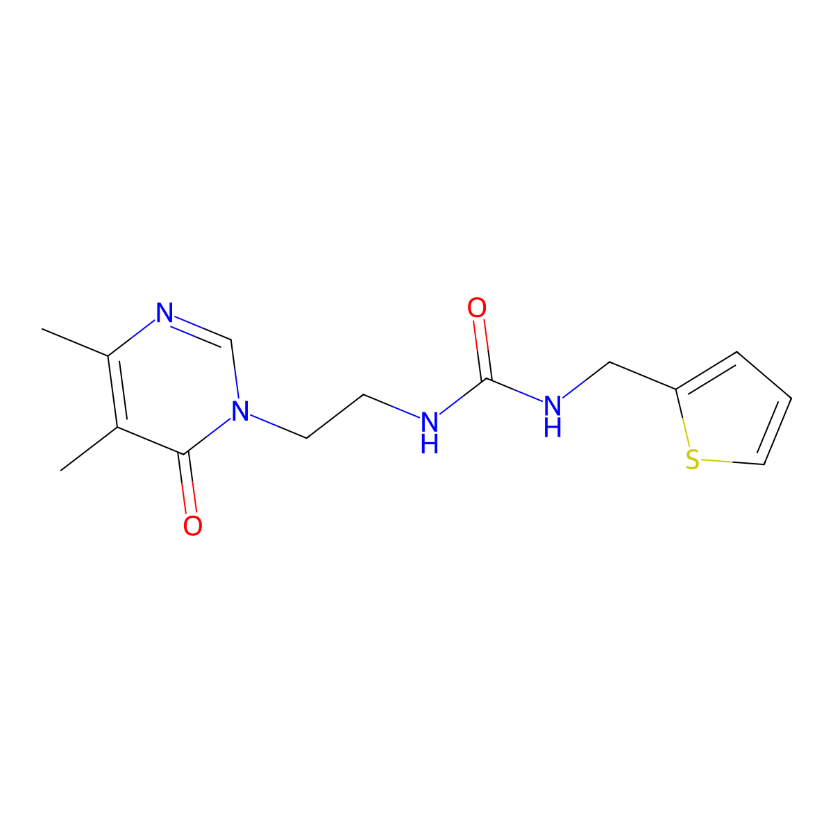 1-(2-(4,5-dimethyl-6-oxopyrimidin-1(6H)-yl)ethyl)-3-(thiophen-2-ylmethyl)urea molecular structure, CAS 1396850-33-1