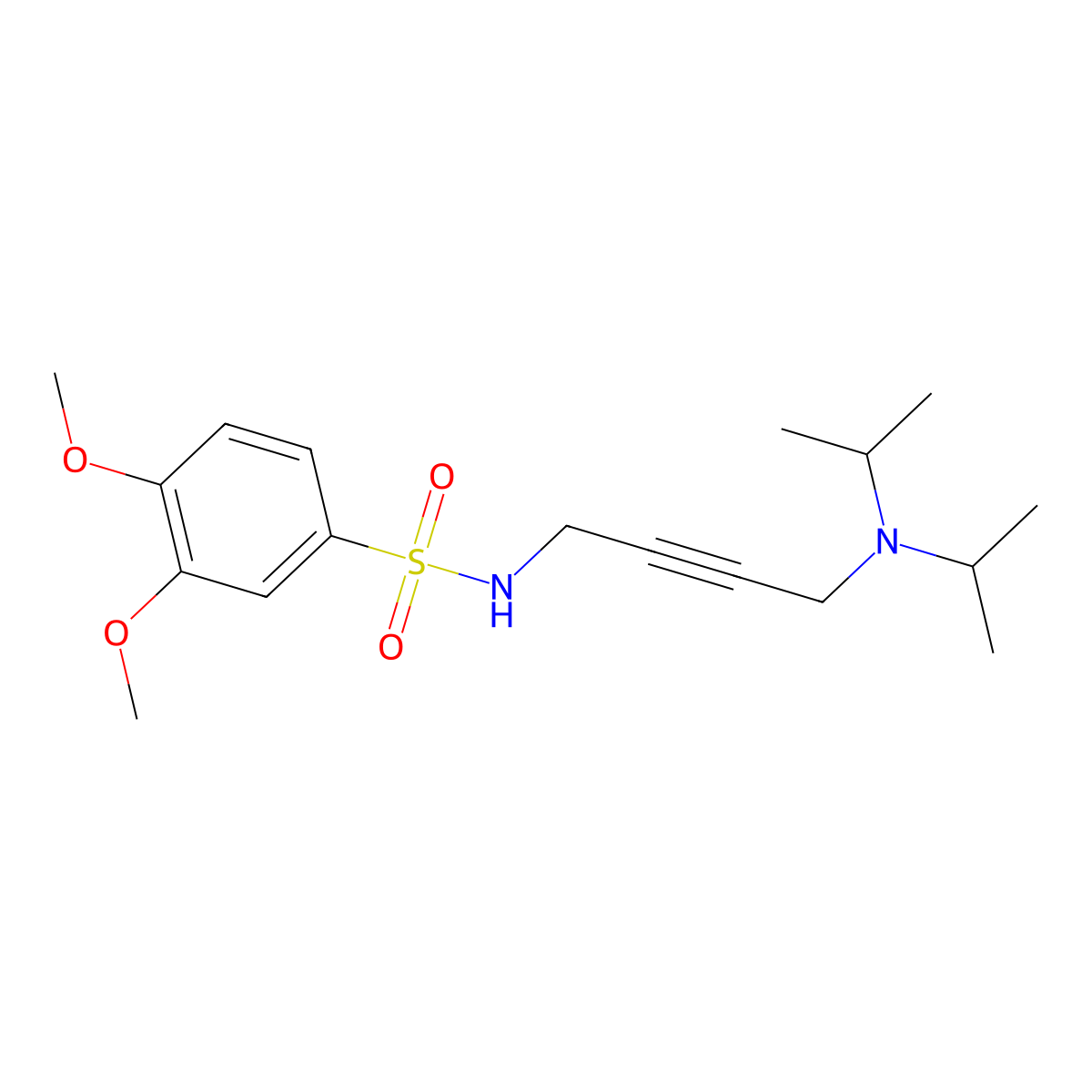N-(4-(diisopropylamino)but-2-yn-1-yl)-3,4-dimethoxybenzenesulfonamide molecular structure, CAS 1396850-34-2