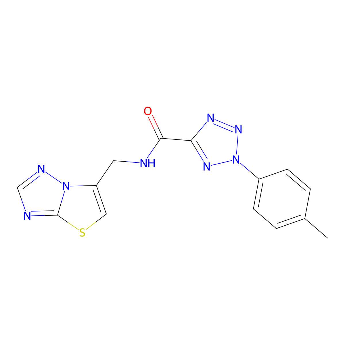 N-(thiazolo[3,2-b][1,2,4]triazol-6-ylmethyl)-2-(p-tolyl)-2H-tetrazole-5-carboxamide molecular structure, CAS 1396850-45-5