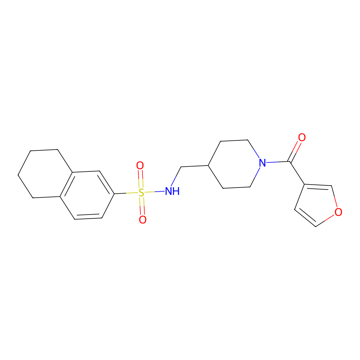 N-{[1-(furan-3-carbonyl)piperidin-4-yl]methyl}-5,6,7,8-tetrahydronaphthalene-2-sulfonamide molecular structure, CAS 1396850-46-6